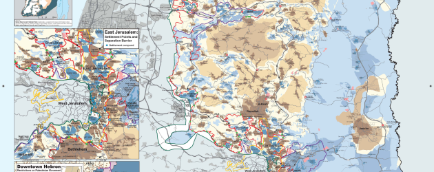 Mapa Zachodniego Brzegu, osiedli i muru separacyjnego – Mapa B’tselem – Listopad 2014